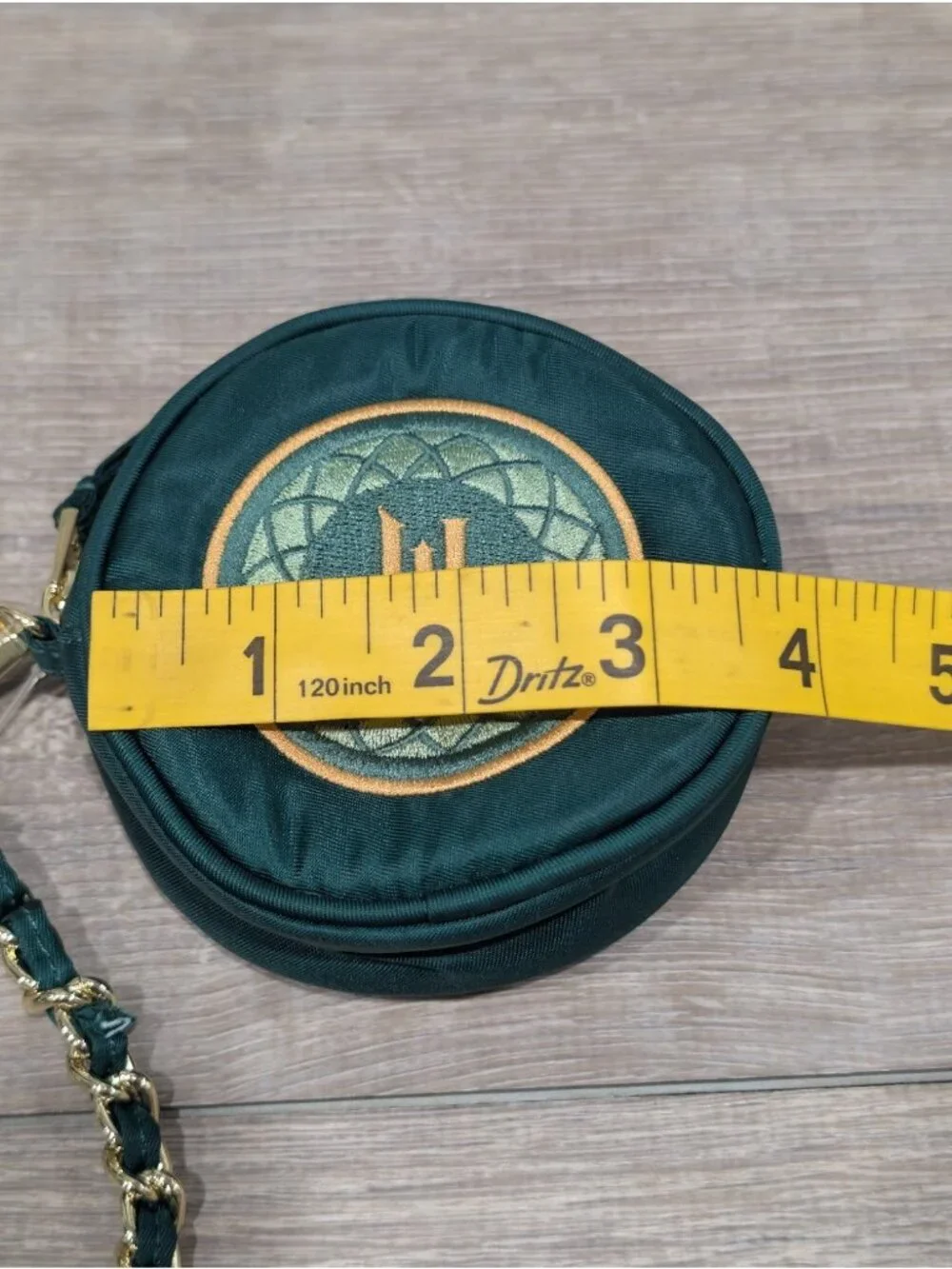NWT Wicked X Lug Ozwheel Pouch With Embroidery Green Zip Around Gold Strap Bag